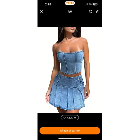 Conjuntos O Sets En Jeans Temu Casuales Falda