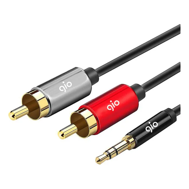 Gio Cable De Audio Auxiliar 3.5mm A Rca Hi Fi Chapa Oro 2m