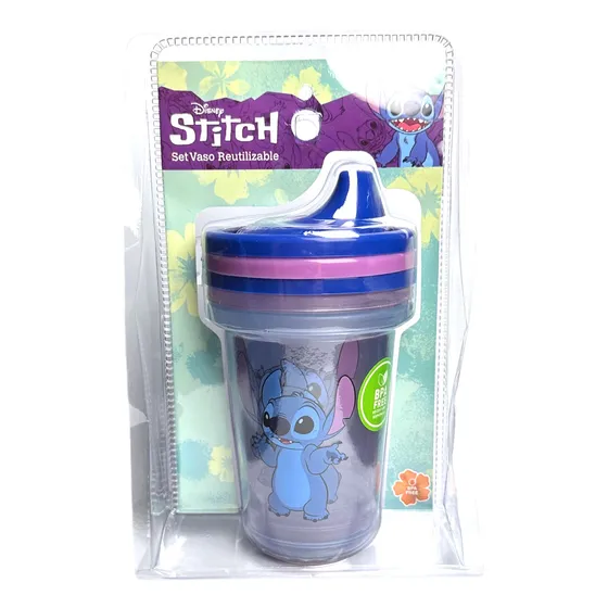 Set 3 Vasos Aprendizaje Licencias Reutilizable Niño Niña Color Stitch