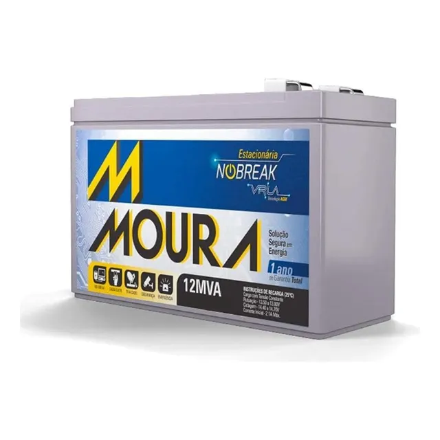 Bateria Estacionaria 12v 9ah Nobreak Moura Alarme Ups