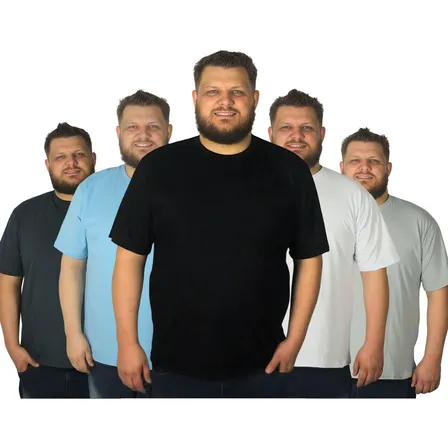 Kit 5 Camiseta Camisa Plus Size Masculina Algodão Básica