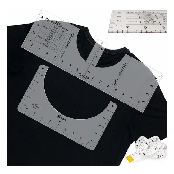 2 Pieza Guia Regla Camiseta Herramienta Centrado Grafico In