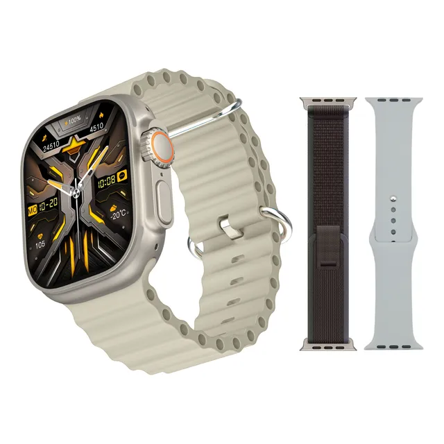 Smartwatch Hk10 Ultra 3 Max Reloj Inteligente Amoled 2.02 Inch 49mm G-sensor Music Ai Robot Nfc 3 Correas