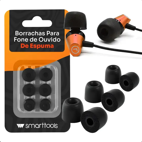 Kit Ponteiras De Espuma Memória Borrachinha Fone Ouvido Tamanhos P M G Intra Auricular In Ear Compatível Com Kz Jbl AirPods Xiaomi - Marca: Marca: Smart Tools®