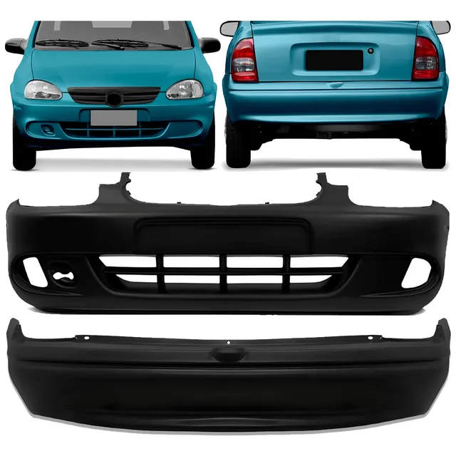 Par Parachoque Corsa Classic 2000 2001 A 2010 Preto Com Furo