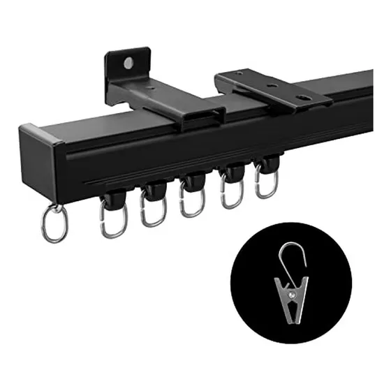 Riel De Cortina Negro Para Divisor De Ambientes 3-6 Ft