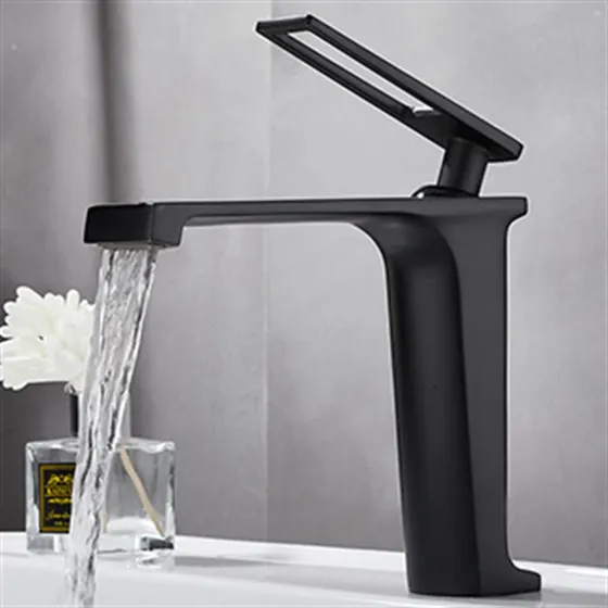 Grifo Baño Laton Lavabo Negro Dorado Mezclador Agua