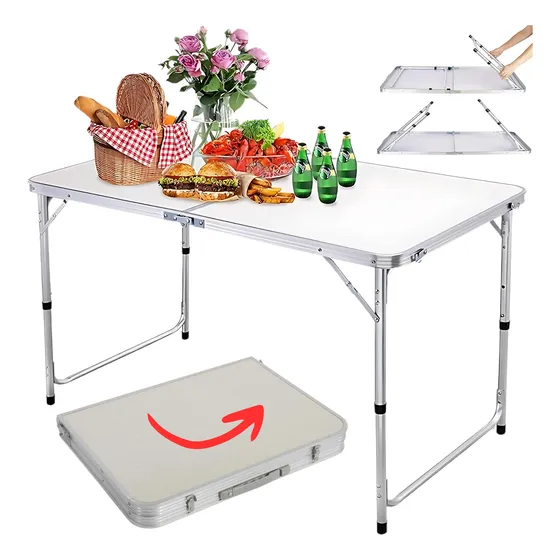 Mesa Plegable De Camping Desarmable Tipo Valija Feria 120x60
