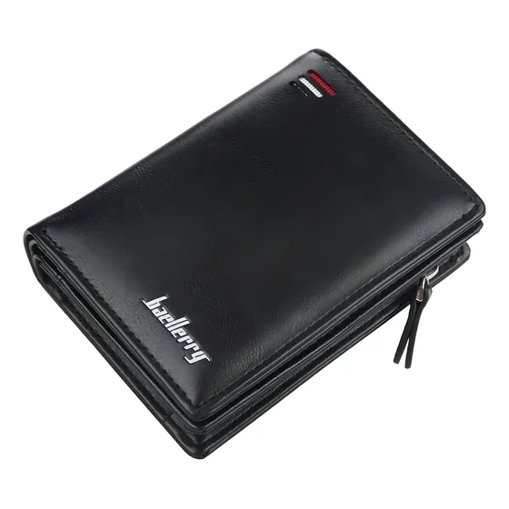 Baellerry D3216 billetera tarjetero para hombre níquel color negro liso