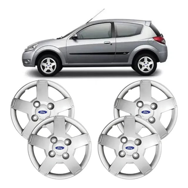 Jogo Calota Aro 13 Ford Ka 2008 2009 2010 2011 2012 Prata