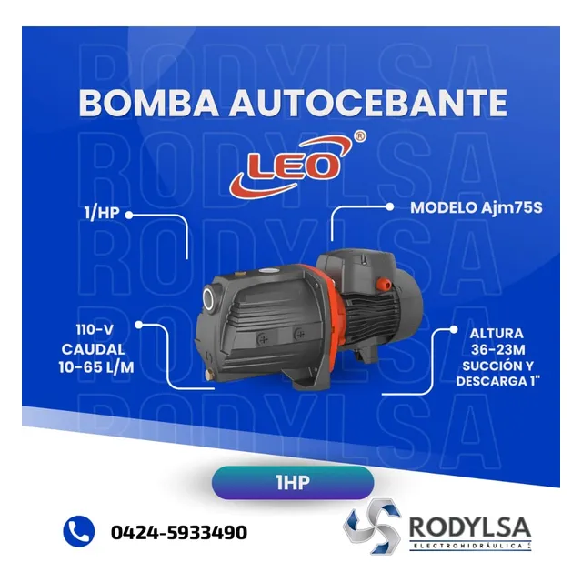 Bomba Centrifuga Autocebante 1hp Ajm75 Marca Leo