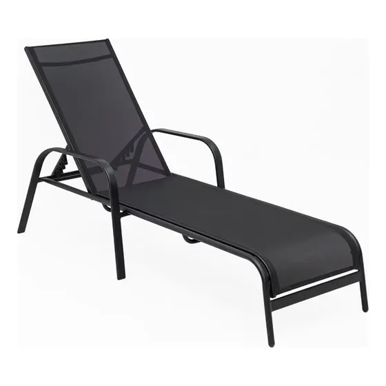 Reposera Camastro Tumbona Con Posiciones Jardin Exterior Color Negro