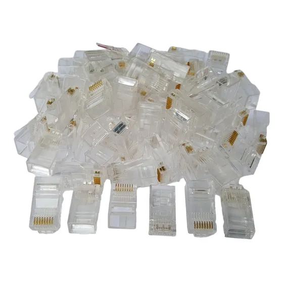 Conector Rj45 Cat5e Cabo Rede Rj 45 Lan Plug Kit 100 Peças