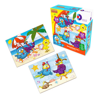 Rompecabezas 2 En 1 Gallina Pintadita Playa 12 Y 24 Piezas Rompecabezas 2 En 1 Gallina Pintadita Playa 12 Y 24 Piezas