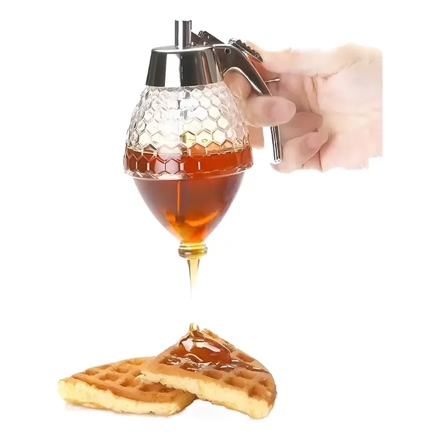Dispensador Frasco De Miel Jarabe Acrílico Con Soporte 200ml