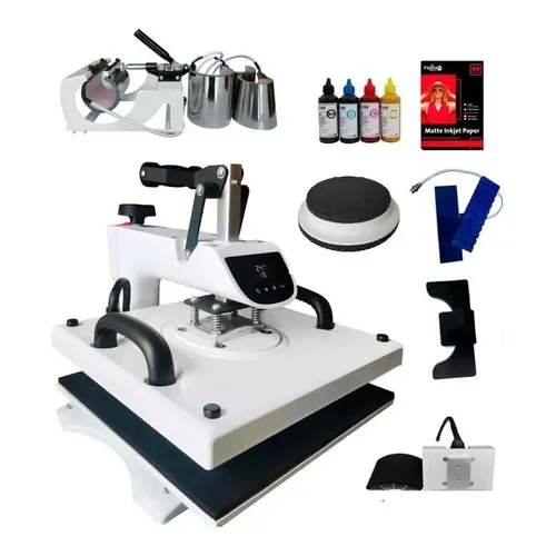 Policart Maquina De Sublimación Gorras Estampadora 11 En 1 Sublimar Remeras Gorras Tazas Rectas Botellas Lapiceras Platos Llaveros Zapatillas Kit Profesional