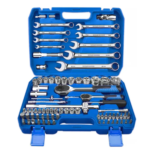 82 Pzs Babefas Juego De Herramientas Reparación Automóviles Mecanicas Manuales Mecanico Dados Llave De Carraca Rápida De 1/2 Y 1/4