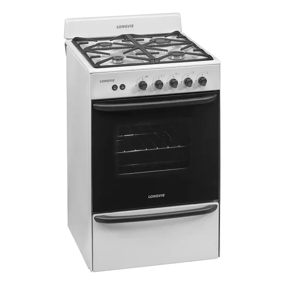 Cocina A Gas Longvie 13331bf 56cm Blanca Cajón Parrilla Color Blanco