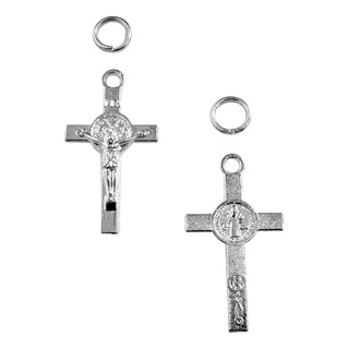 Cruz Mini San Benito Plateada 1.2x2.2cms Con Cristo , 100 Pz Cruz Mini San Benito Plateada 1.2x2.2cms Con Cristo , 100 Pz