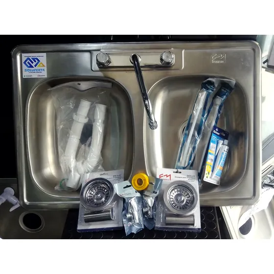 Fregadero Doble 84*56 En Combo Fermetal