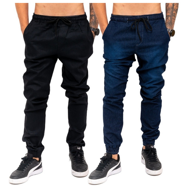 Kit 2 Calças Jeans Camuflada Masculina Jogger C/ Punho Lycra Kit 2 Calças Jeans Camuflada Masculina Jogger C/ Punho Lycra