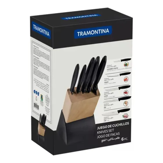 Tramontina juego de cuchillos 6 piezas 072 color negro