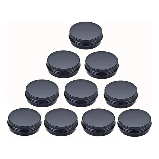 Aluminio Lata Metal 1oz Negro Recipiente Tapa Rosca