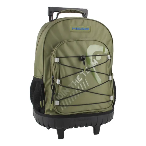 Mochila Escolar Carro Carrito Head Extensible Reforzada Color Verde Diseño de la tela Liso