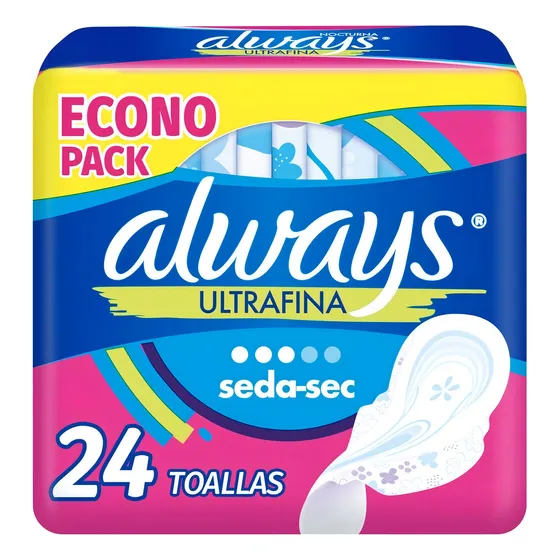 Toallas Higiénicas Always Ultrafina Flujo Moderado Seda 24u