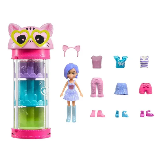 Polly Pocket Set De Juego Tubo De Modas Giratorio Gatito