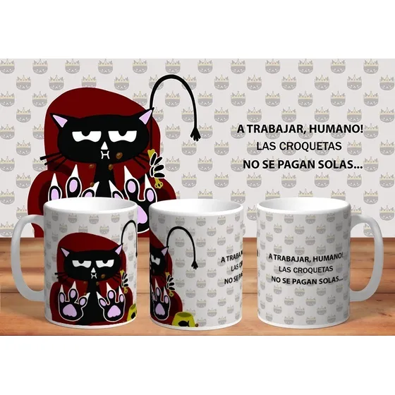 Taza Gato Dictador: A Trabajar Humano