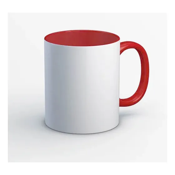 Taza Blanca Con Fondo/asa De Color 11oz De Sublimación Lpk
