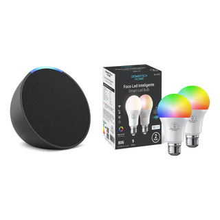 Echo Pop Negro + Foco Inteligente Certificado Alexa (2 Pack) Echo Pop Negro + Foco Inteligente Certificado Alexa (2 Pack)