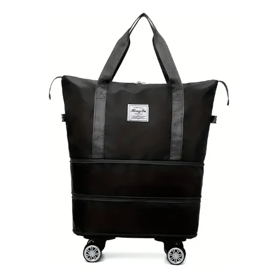 Bolso Negro Extensible Con Rueditas De Viaje Cartera