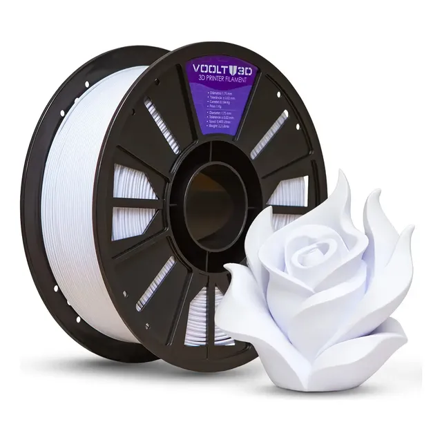 Filamento Pla Branco Velvet 1kg - Premium Voolt3d High Speed.