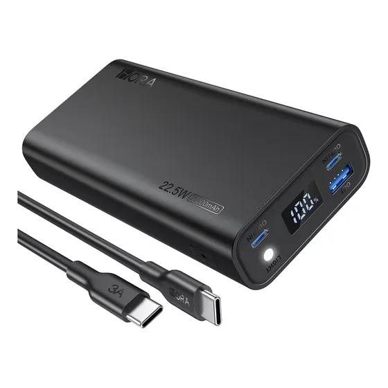 Power Bank Batería Portátil 20000mah 22.5w Carga Rápida 1hora Gar158 Con 2 Puertos Usb Entrada Salida Tipo C Con Linterna Incorporado De Luz Fuerte