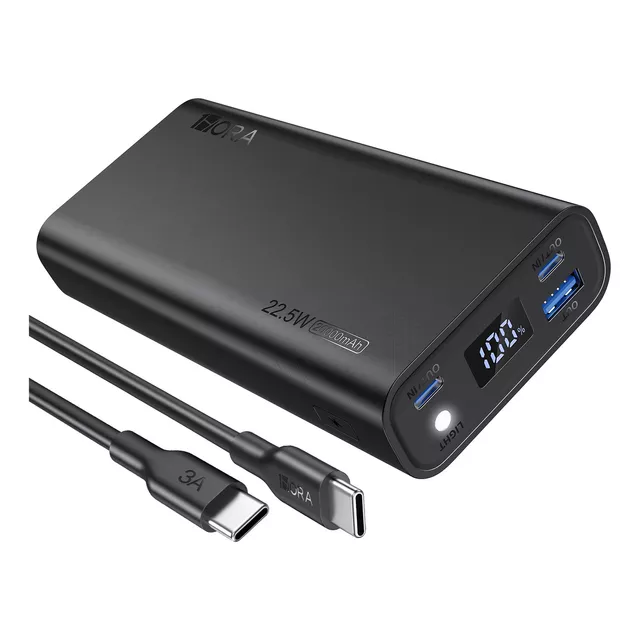 Power Bank Batería Portátil 20000mah 22.5w Carga Rápida 1hora Gar158 Con 2 Puertos Usb Entrada Salida Tipo C Con Linterna Incorporado de Luz Fuerte