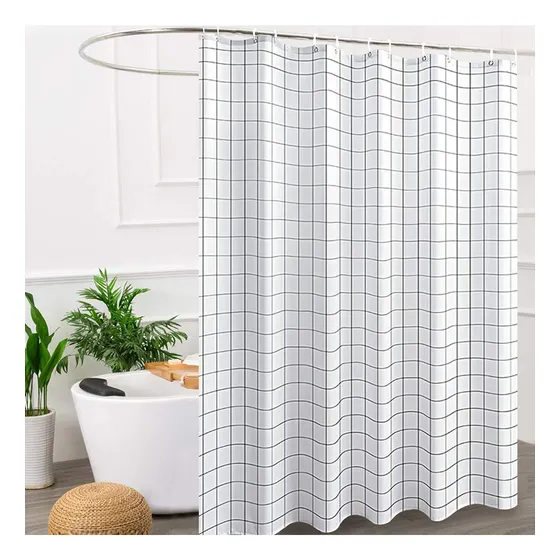 Newubel Cortina Ducha Tela Blanco Negro Resistente Al Agua X
