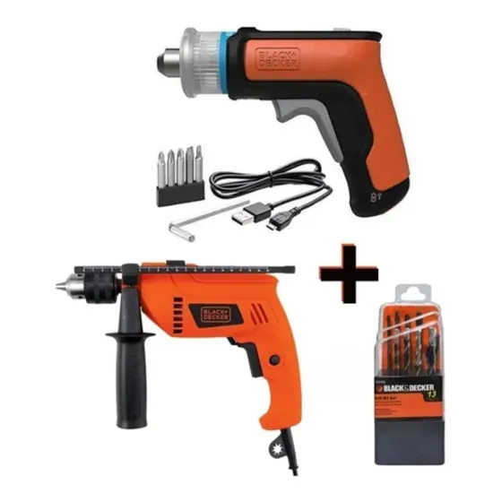 Taladro Percutor 1/2 Black+decker + Atornillador Inalambric