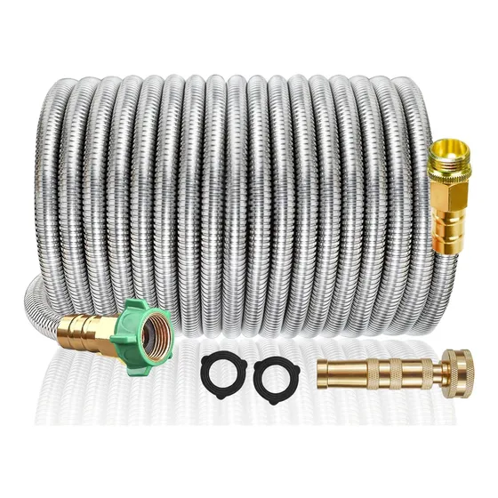 Manguera Jardin Metal 100 Pie Agua Larga Acero Inoxidable Ni