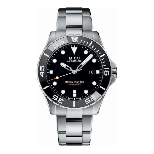 Reloj Mido Autom Ocean Star 600 Chrono Cosc M0266081105100 Color de la malla Plateado Color del bisel Negro Color del fondo Negro