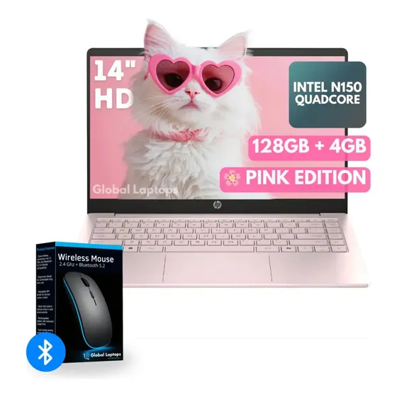 HP Pink Stream 14-EP2011 Intel N150 4 GB Ram 128 GB Ufs Incluye Windows 11 Instalado Pantalla 14 Laptop Rosa Con Regalo