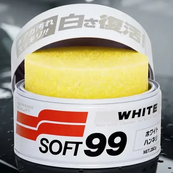 Cera Automotiva White Cleaner Carnaúba Para Carros Brancos 350g - Soft99