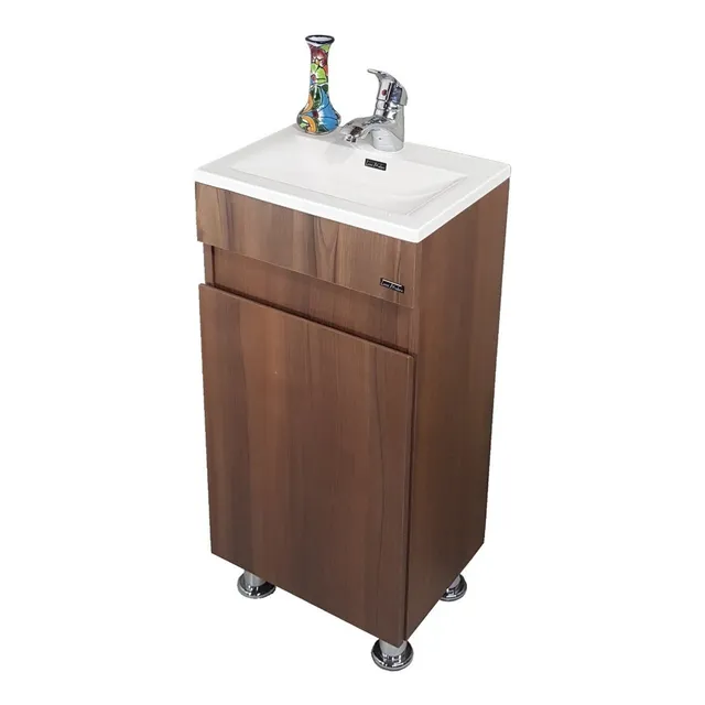 Gabinete para baño Lucas Malone Quad 40 + bacha de 40cm de ancho, 80cm de alto y 30cm de profundidad, con lavabo color blanco y mueble terracota con un agujero para grifería
