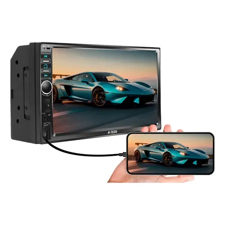 Multimidia 7 Polegadas Mp5 Espelhamento Bluetooth Usb Sd Com Controle Remoto Preto