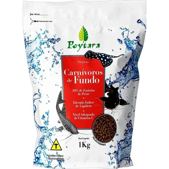 Ração Peixe Poytara Carnivoros De Fundo 1kg Bagre Pintado P
