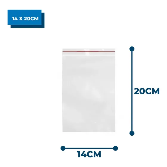 Sacos Plásticos Tipo Ziplock Nº07 14x20cm Com 100 Saquinhos