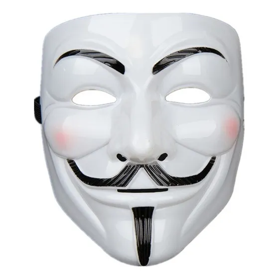 Máscara V De Vingança Anonymous Fantasia Cosplay Zangado Cor Branco VINGANCA
