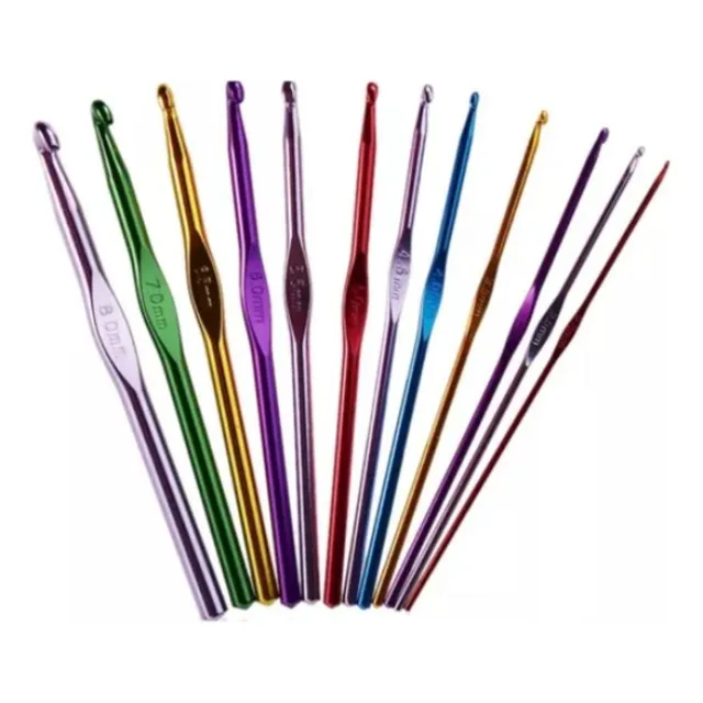 Agujas De Crochet En Aluminio Set X 12 Unidades Multicolor