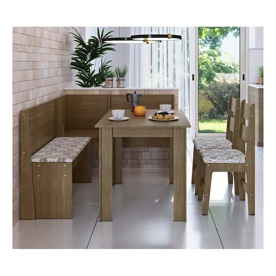 Conjunto Canto Alemão Com Mesa, 2 Cadeiras E Almofada Cb